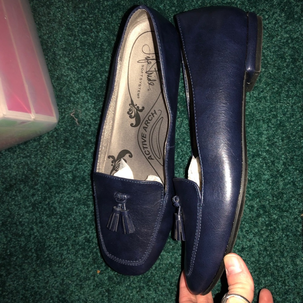 Navy blue slip on loafer